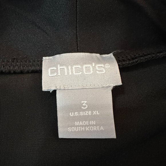 Chico's Size 3 XL Black Velvet Blouse Tunic Long Sleeve Top Shirt - Picture 3 of 5